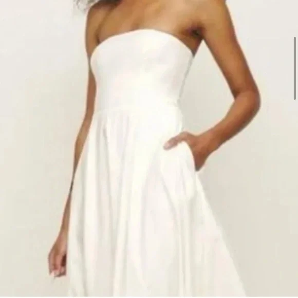 Reformation Astoria White Strapless Midi Dress Dress - Picture 3 of 7